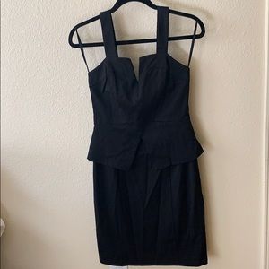 Black fitted peplum dress